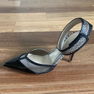 Elie Tahari Patent & Snake Skin Heels with Ankle Strap